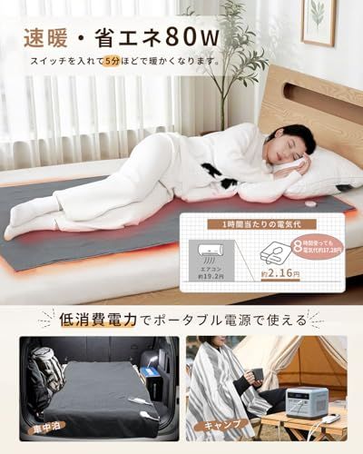 電気毛布 掛け敷き兼用 洗える【160x80cm 7段階温度調節 2-4-8-12H切タイマー】AI過熱保護 80W 節電 ダニ退治 電気ブランケット 速暖 省エネ 軽くて柔かい生地 肩掛け 膝掛け シングル 防寒対策 暖房器具 キャンプ オ 716ecd7b