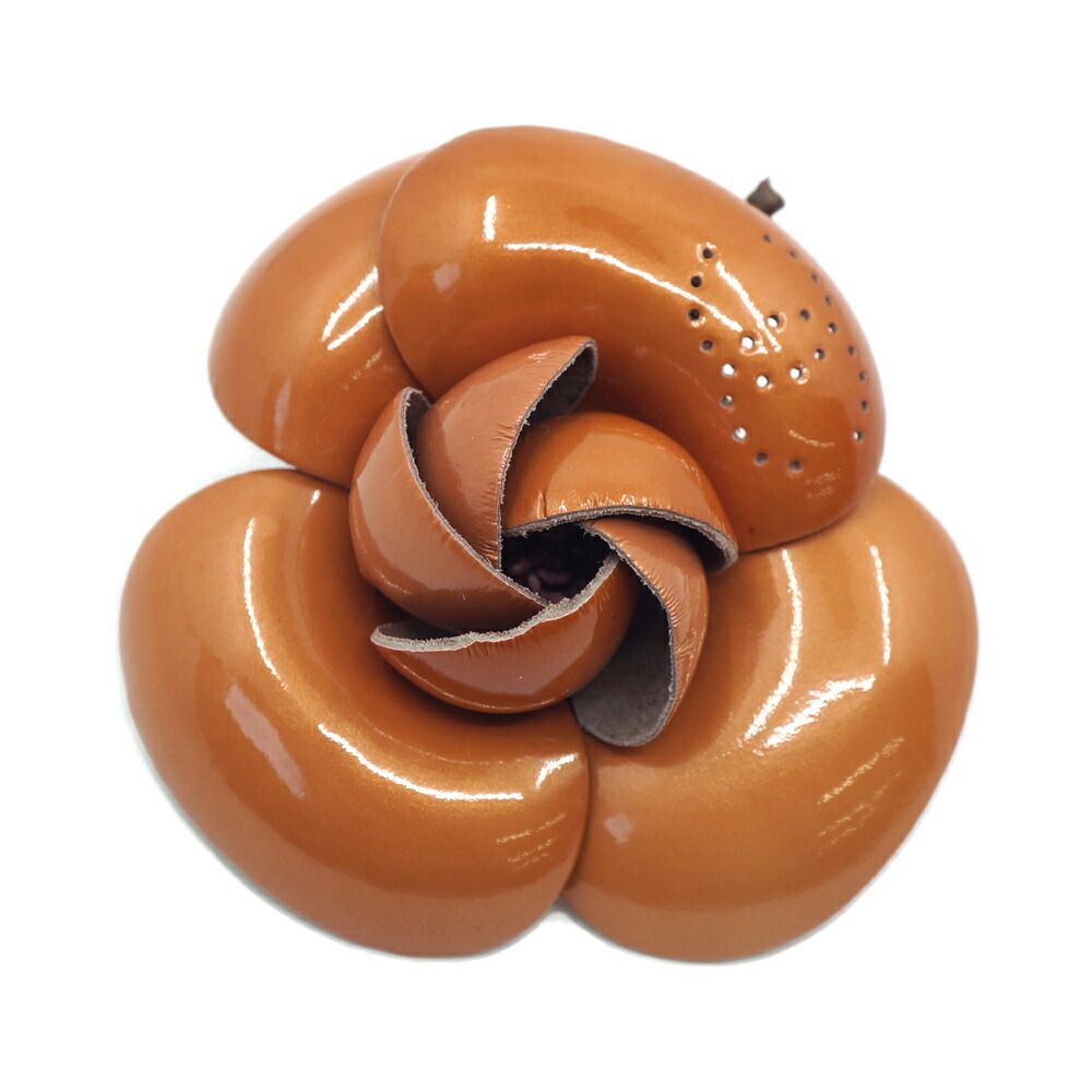 【栄】シャネル カメリア ブラウン系 ブローチ ピンクベージュ 花 フラワー 小物 アクセサリー その他 箱