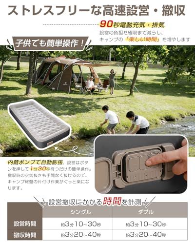 エアーベッド 【TPUプロ仕様・高速設営・撤収 】花見 キャンプ マットキャンプマット キャンプ用品 エアーマット 電動ポンプ付き 電動ポンプ内蔵 インフレーターマット 折りたたみ 自動膨張エアーマットレス R値9.5 極厚25cm 軽量1. 48f87db9