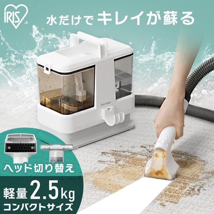 アイリスオーヤマ リンサークリーナー 自動ポンプ式 &軽量モデル 強力吸引10,500Pa 染み抜き 布洗浄機 ブラシヘッド&T字型ヘッド付属 楽ちん給水口 RNSP-P500 ホワイト″mn 364ea4e2