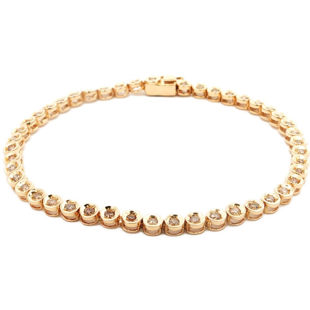 1.00ct テニスセッティング ダイヤモンドブレスレット K18YG/750-9g イエローゴールド【♀】【S】【レディース】★■614465【中古】