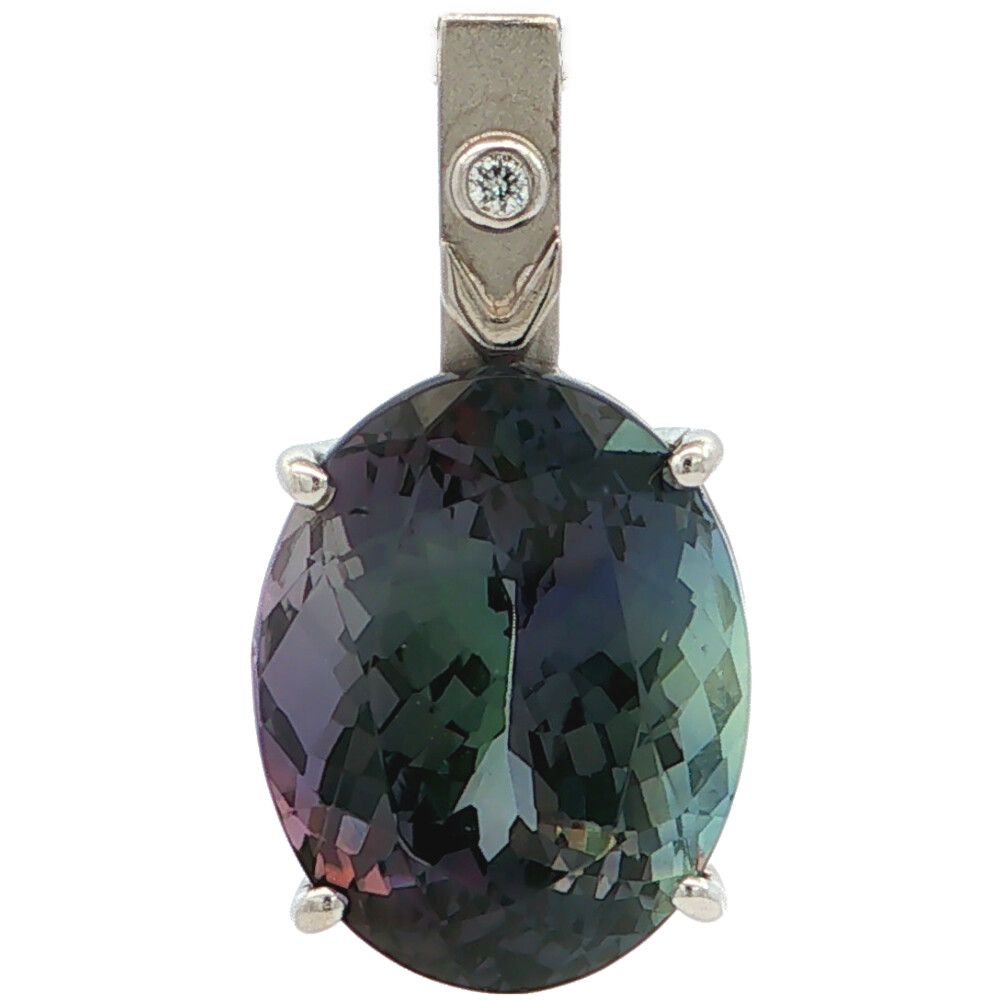 12.09ct 0.019ct トリプルカラー ファンシー タンザナイト ゾイサイト ダイヤペンダントトップ K18WG/750-5.0g ホワイトゴールド【♀】【S】【レディース】★■613069【中古】