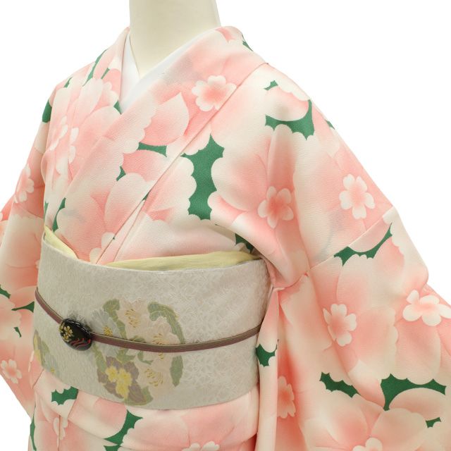 新古品】 小紋 着物 正絹 袷 未使用 京友禅 手染め 縮緬 ちりめん 桜
