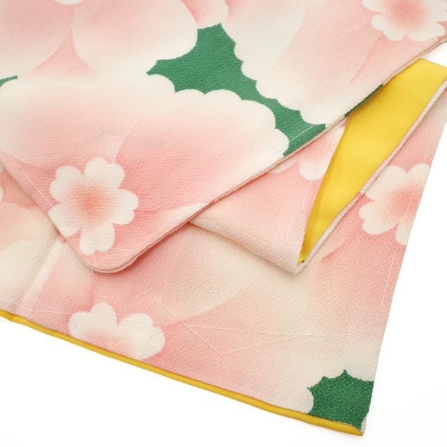 新古品】 小紋 着物 正絹 袷 未使用 京友禅 手染め 縮緬 ちりめん 桜