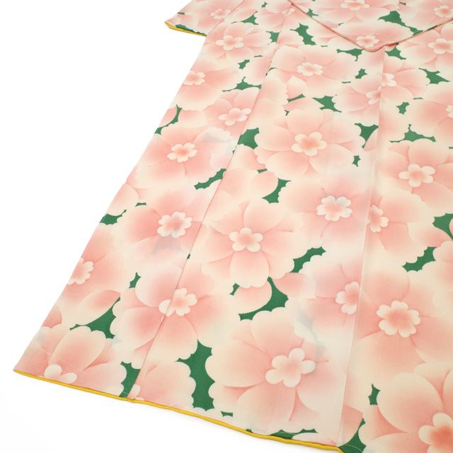 新古品】 小紋 着物 正絹 袷 未使用 京友禅 手染め 縮緬 ちりめん 桜