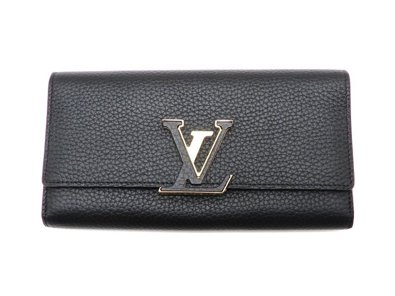 LOUIS VUITTON ルイ・ヴィトン 長財布 ポルトフォイユ・カプシーヌ M61248 レザー ブラック レディース 2148104083043 【中古】【432】