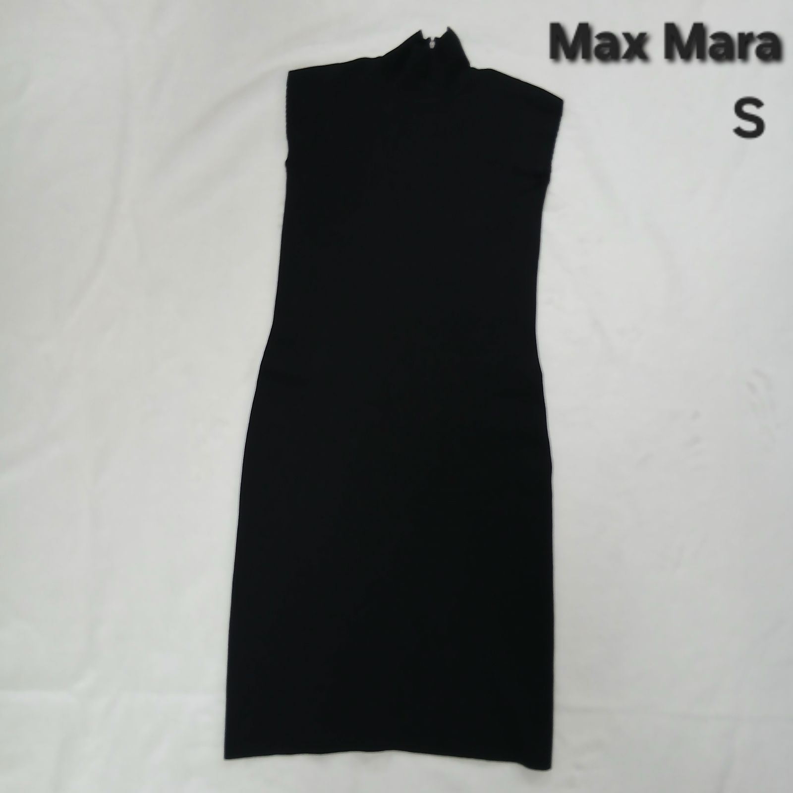 【訳あり・ファスナー難あり】マックスマーラ Max Mara ノースリーブ ニットワンピース サマーニットワンピース ハイネック スタンドカラー 黒 ブラック イタリア製 上品 洗練されたデザイン S レディース