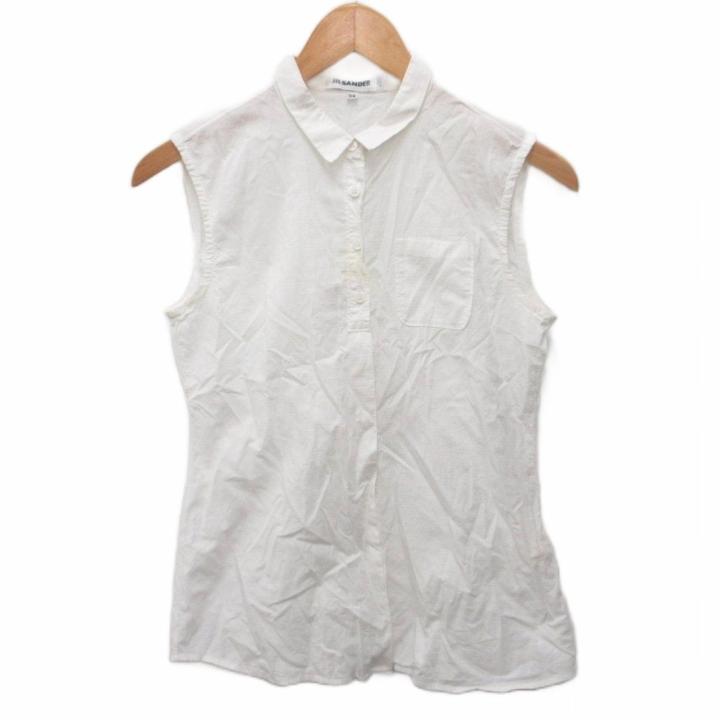ジルサンダー JIL SANDER ノースリーブシャツ ブラウス スタンドカラー 