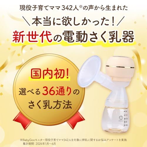 BabyGoo 電動 搾乳機【産婦人科医＆助産師W推薦】選べる36パターン 自動 長持ちバッテリー 電子レンジ洗浄 哺乳瓶 コードレス 充電式YZ f292fb38