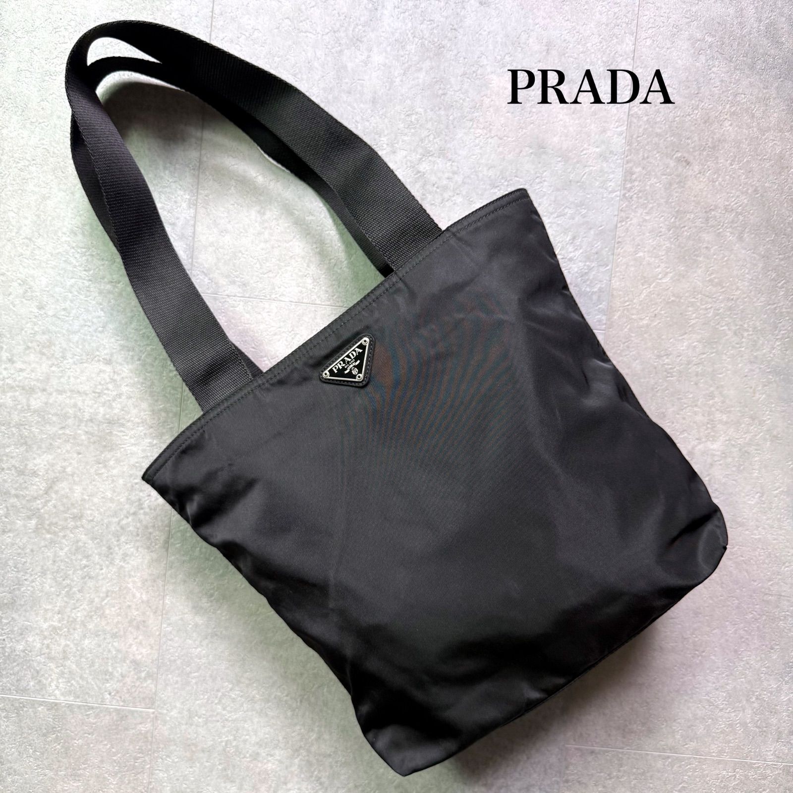 美品 PRADA プラダ 三角ロゴプレート ナイロン トートバッグ