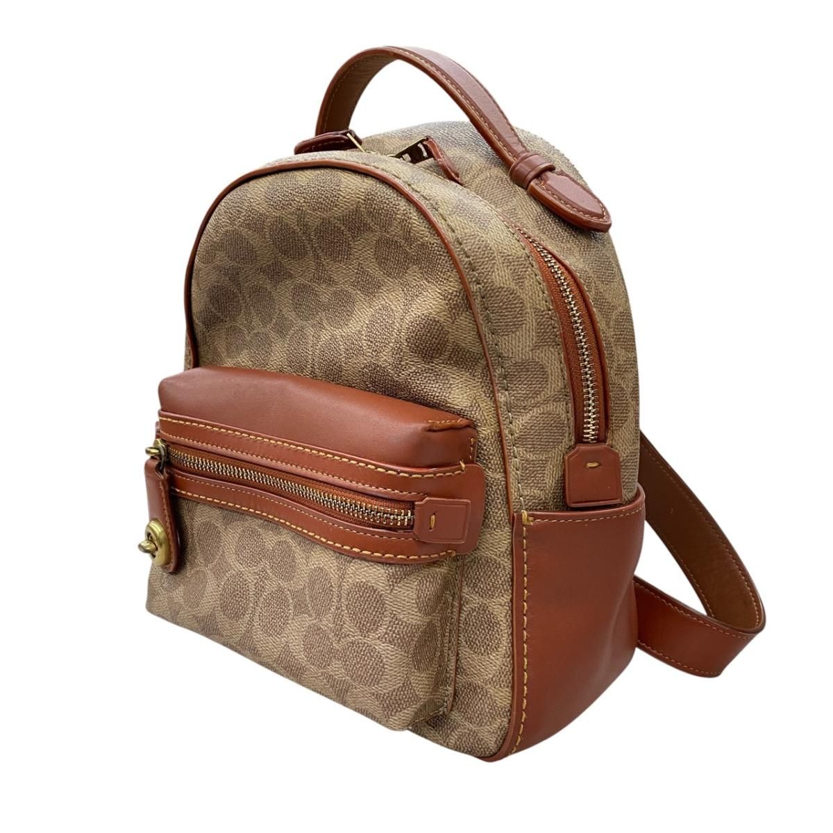 ☆コーチ 32715 バックパック シグネチャー キャンバス PVC レザー ブラウン COACH