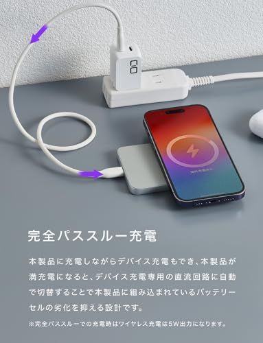 【新品】CIO Qi2 MagSafe対応 5000mAh 発熱抑制優先 超薄型 [薄さ8.7mm] マグネット ワイヤレス充電 軽量 小型 USB-C PD 20W iPhone 17 / 16 / 15 / 14 / 13 / 12 / a4f1e4be