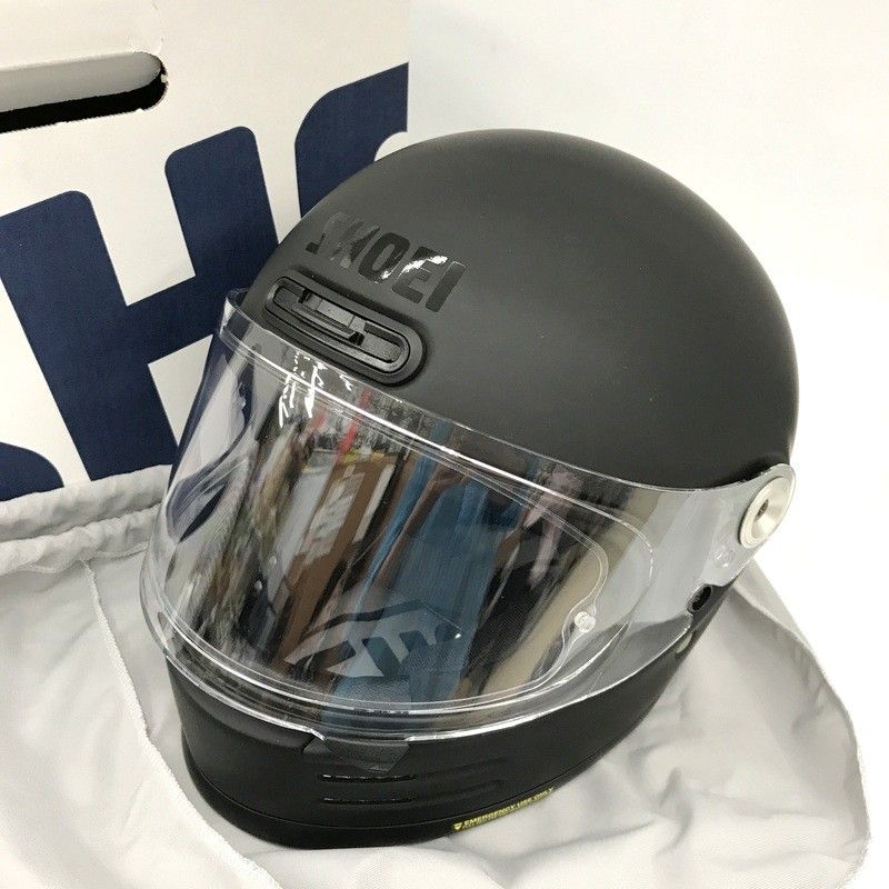 SHOEI ショウエイ Glamster フルフェイスヘルメット Sサイズ マットブラック チンカーテン付き オートバイ ライディング バイカー バイク用品 ★TA443