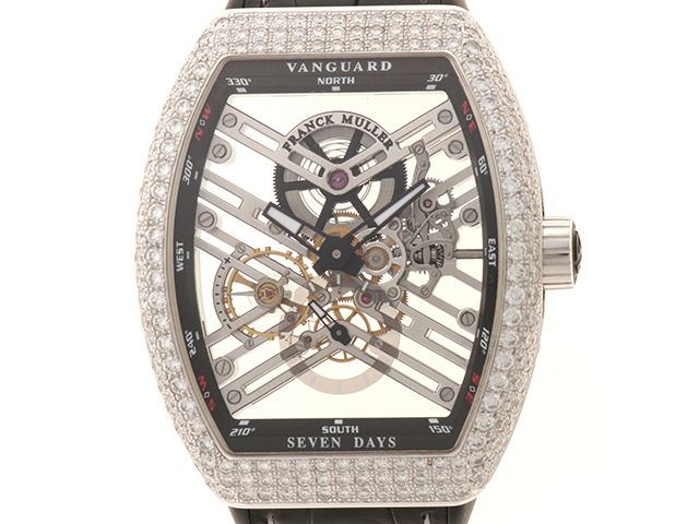 FRANCK MULLER フランクミュラー ウォッチ ヴァンガード 7デイズ パワーリザーブ スケルトン V45S6SQTD ACNR 腕時計 ステンレススチール/ダイヤモンド スケルトン文字盤 手巻き メンズ【中古】472
