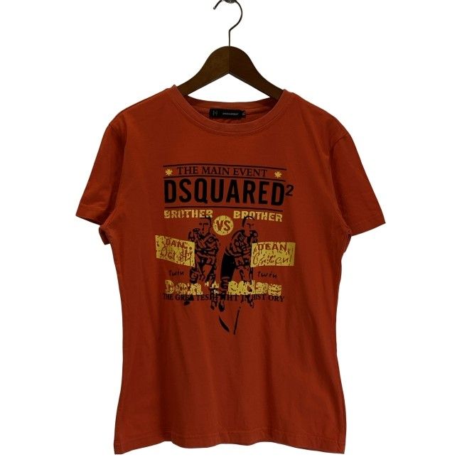 【中古】　DSQUARED2　Tシャツ　半袖　トップス　クルーネック　ロゴT　ブランドロゴ　プリント　オーバーサイズ　イタリア製　古着　/1156