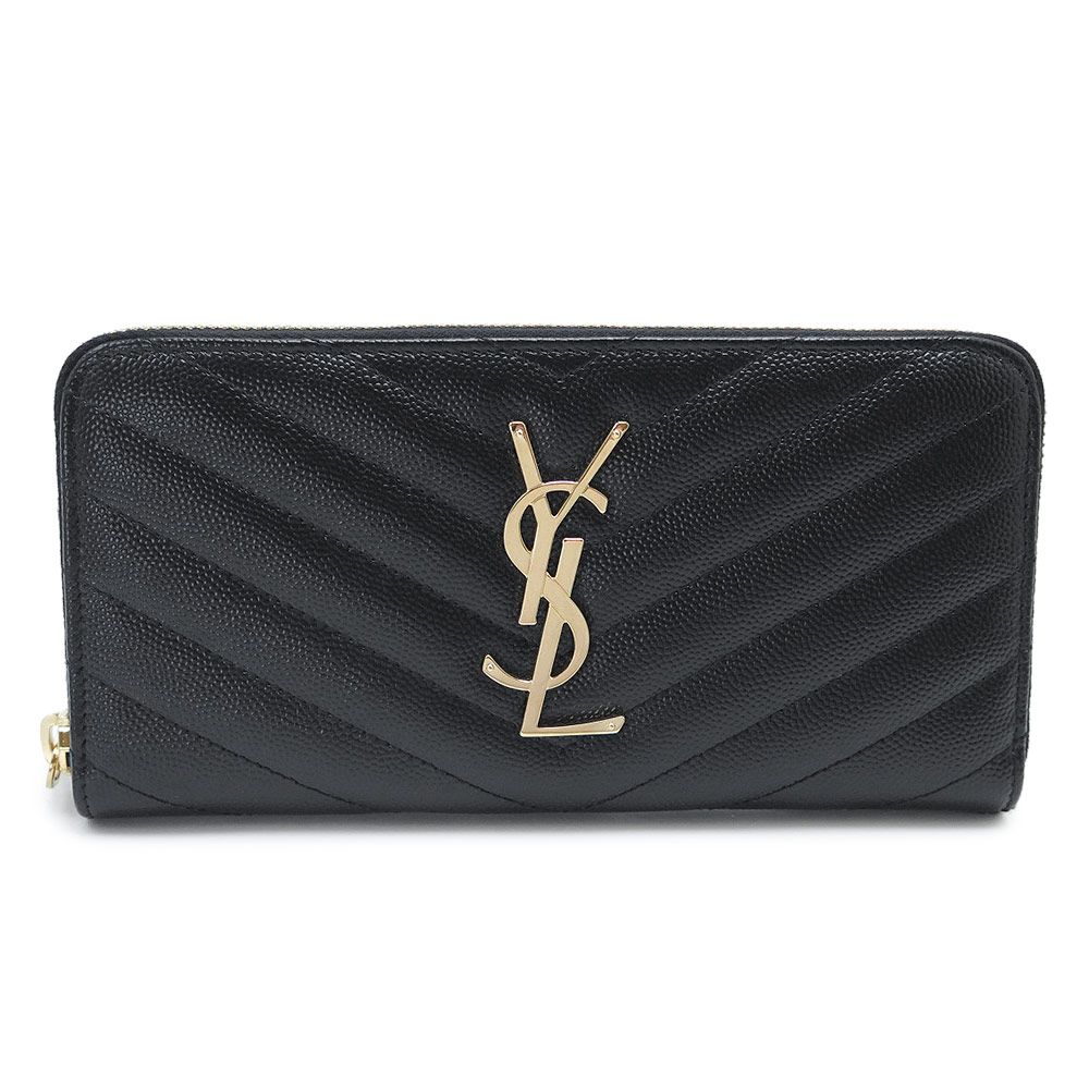 サンローラン SAINT LAURENT 長財布 レディース モノグラム・サンローラン フルジップウォレット 358094 BOW01 1000 ラウンドファスナー YSLロゴ マテラッセ ステッチ キルティング レザー ブラック 黒