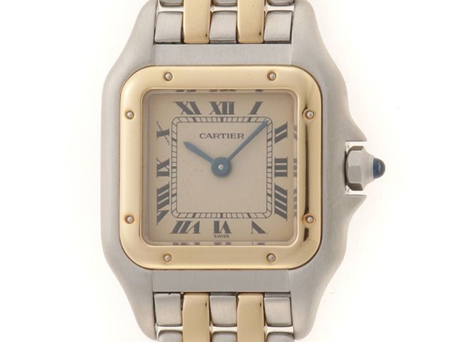CARTIER カルティエ パンテールSM 2ロウ 84083242 腕時計 イエローゴールド/ステンレス アイボリー文字盤 レディース【中古】473