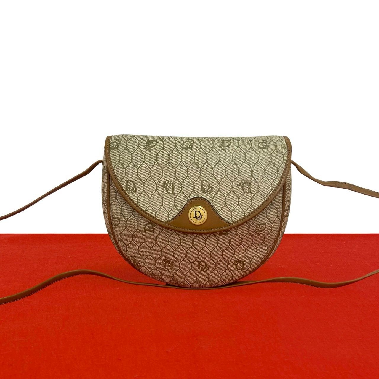 極 美品 Christian Dior ディオール ヴィンテージ ロゴ 金具 ハニカム
