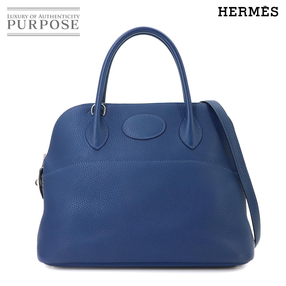 新品同様 エルメス HERMES ボリード 31 2way ハンド ショルダー バッグ トリヨンクレマンス ディープブルー D刻印 シルバー 金具 90314226