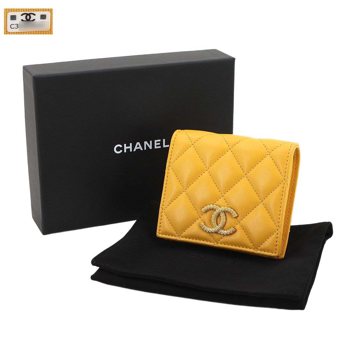 美品 シャネル CHANEL マトラッセ スモール ウォレット 二つ折り 財布