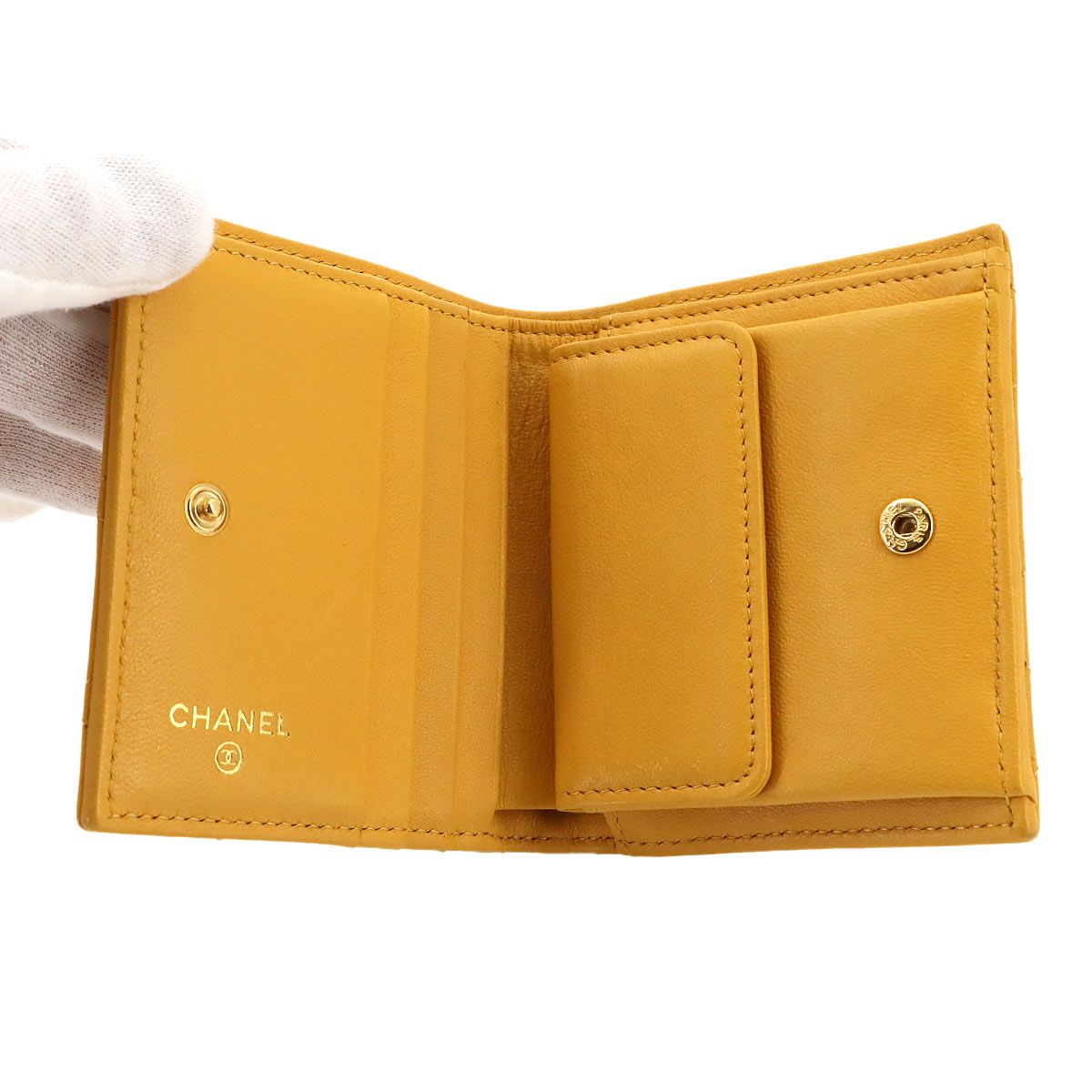 美品 シャネル CHANEL マトラッセ スモール ウォレット 二つ折り 財布
