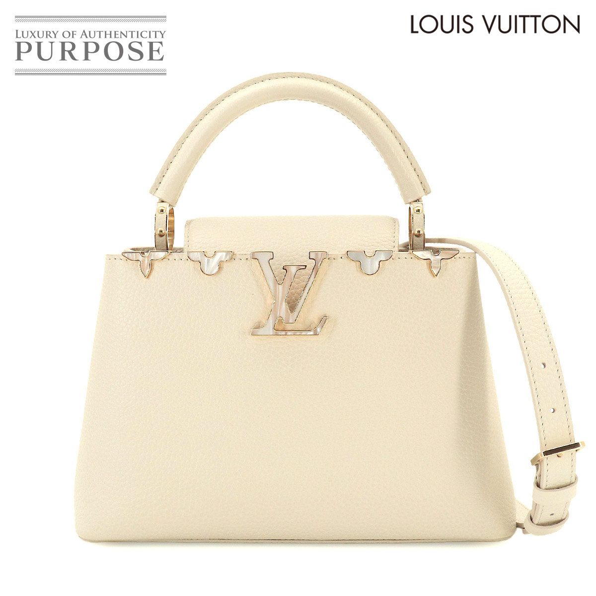 新品同様 ルイ ヴィトン LOUIS VUITTON カプシーヌ BB 2way ハンド ショルダー バッグ トリヨンレザー クレームナクレ M23331 90326103