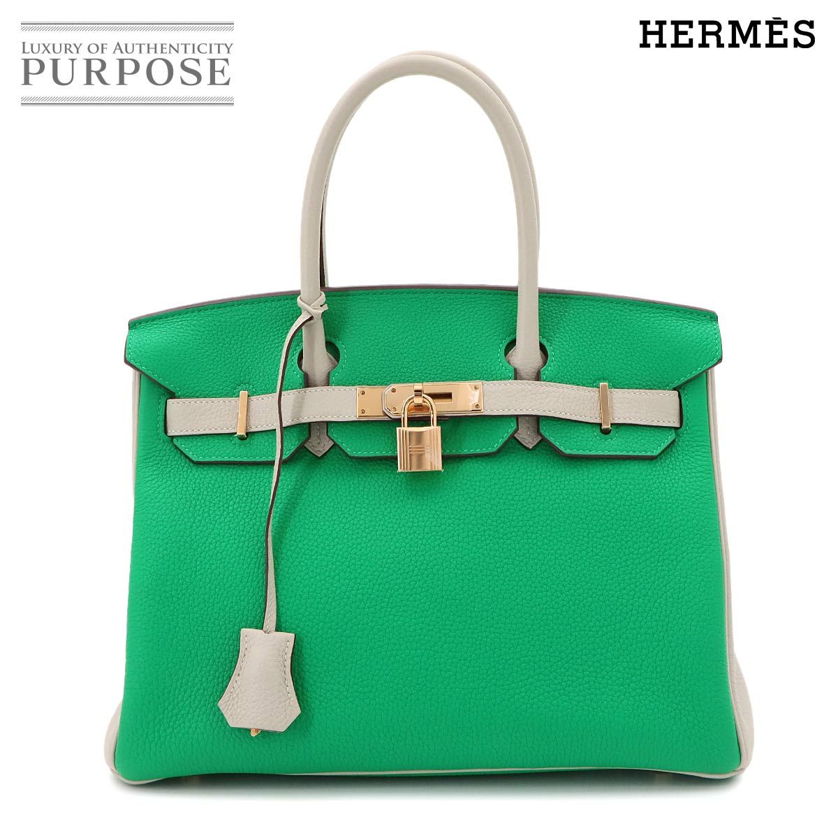 未使用 展示品 エルメス HERMES バーキン30 パーソナル SPO トゴ ミント グリスパール ハンド バッグ B刻印 ゴールド 金具 Birkin 90326974