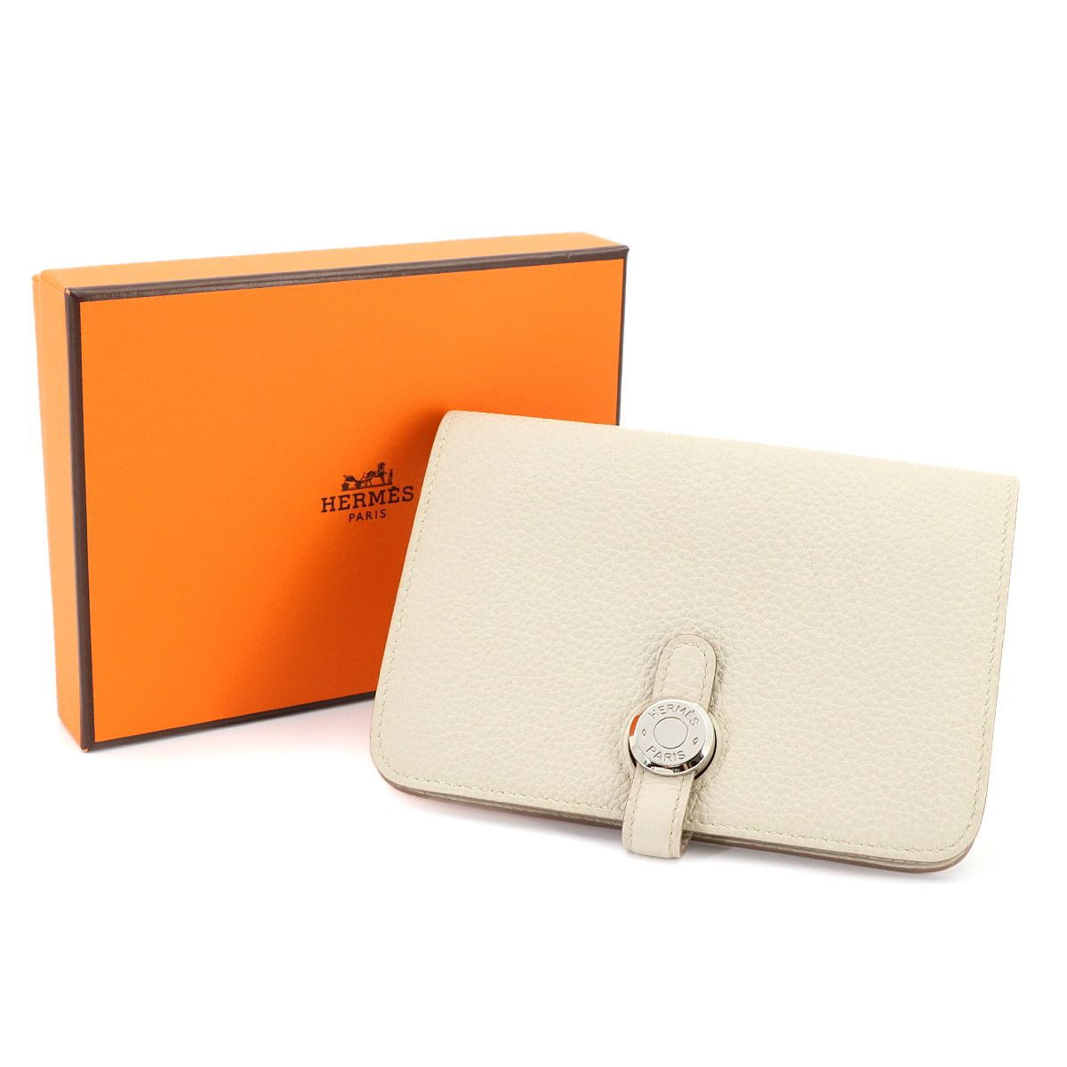 新品同様 エルメス HERMES ドゴン コンパクト 二つ折り 財布 トゴ