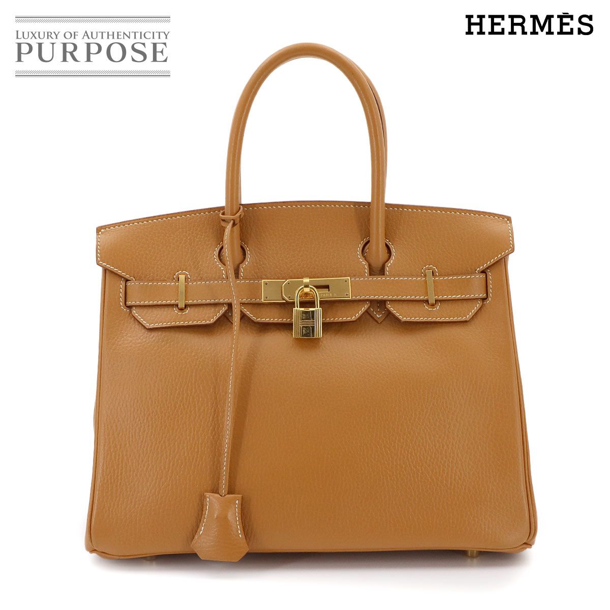 美品 エルメス HERMES バーキン30 アルデンヌ ナチュラル ハンド バッグ □C刻印 1999年製 ヴィンテージ ゴールド 金具 Birkin 90327317