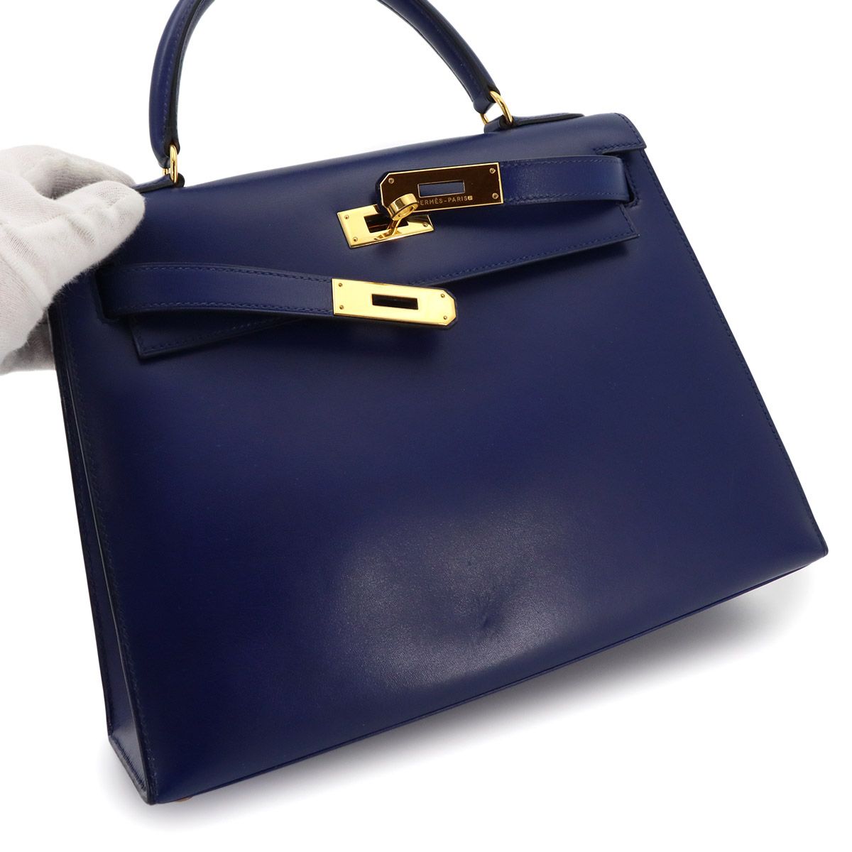エルメス　HERMES 空箱　ケリー28 新品同様 エルメス HERMES ケリー 28 ボックスカーフ ブルー 2way