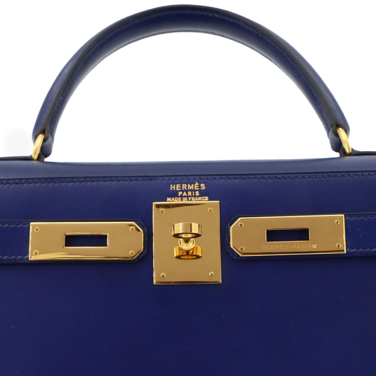 新品同様 エルメス HERMES ケリー 28 ボックスカーフ ブルー 2way