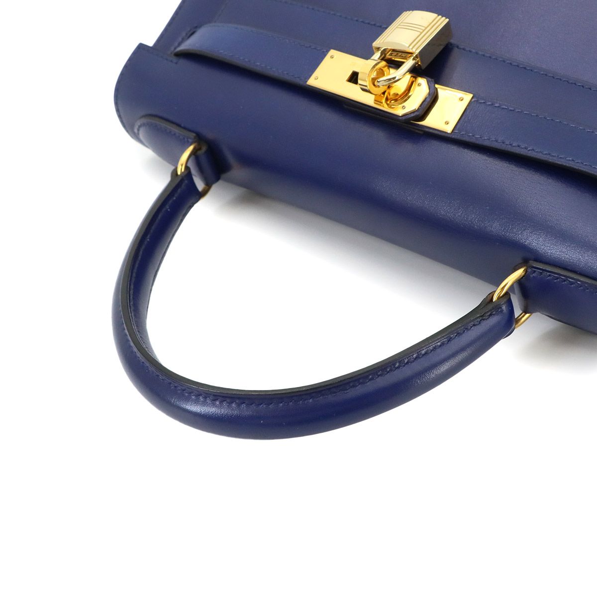 新品同様 エルメス HERMES ケリー 28 ボックスカーフ ブルー 2way