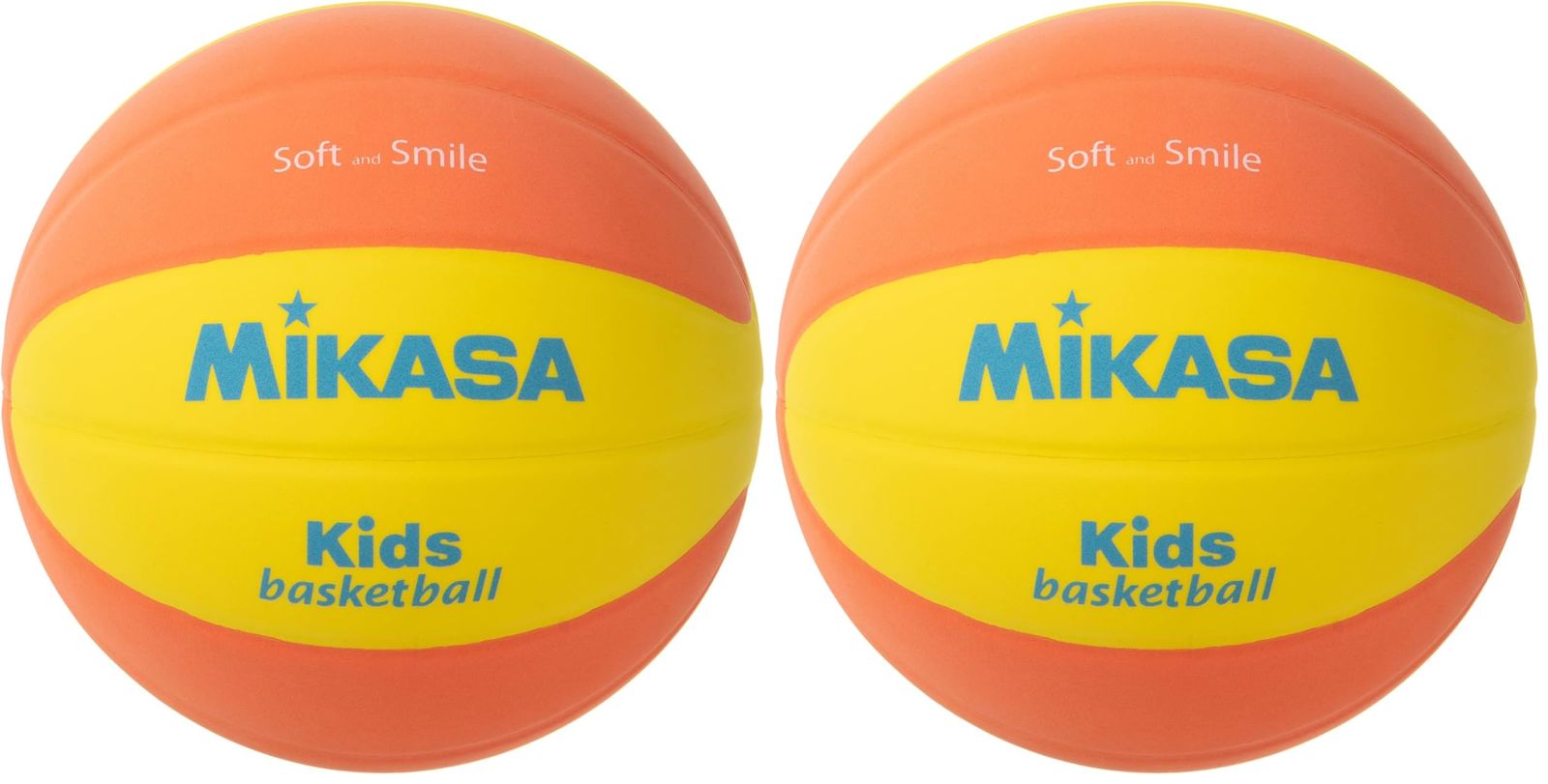 新品 ミカサ(MIKASA) スマイルバスケットボール 5号 (男子用・女子用・小学生) EVA 特殊スポンジ スマイルシリーズ 黄/オレンジ SB512-YO 推奨内圧0.20~0.25(kgf/?) (× 2)