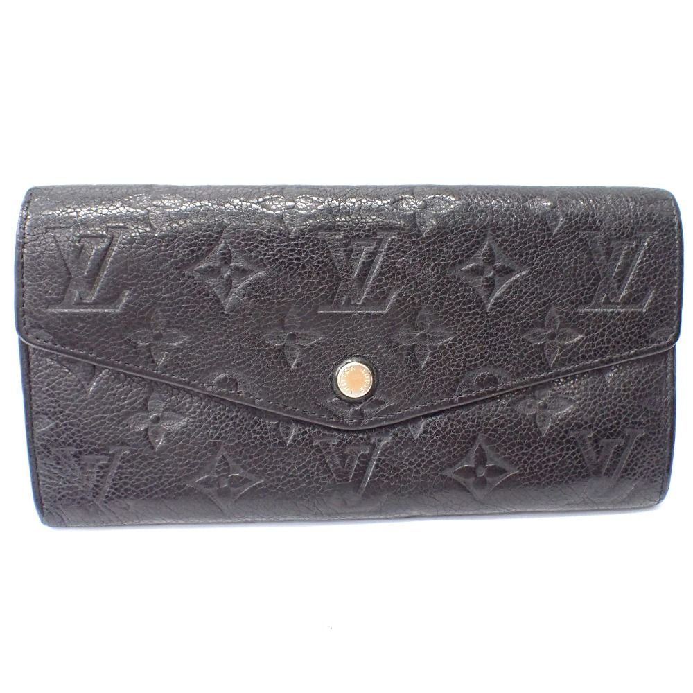 Ft1333581 ルイ・ヴィトン 長財布 イニシャル入り　小銭入れ無し M60287 ブラック レディース LOUIS VUITTON 中古