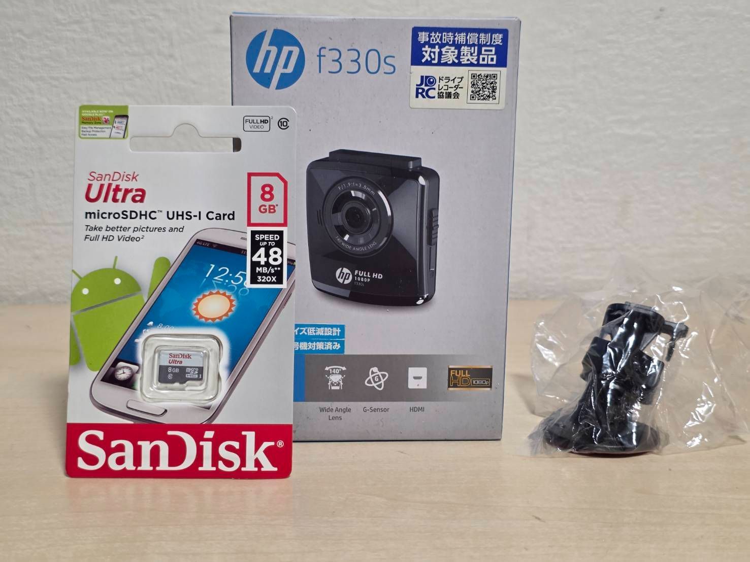 R80527 未開封 HP f330s FULL HD 1080P ドライブレコーダー メモリーカード8GB付き