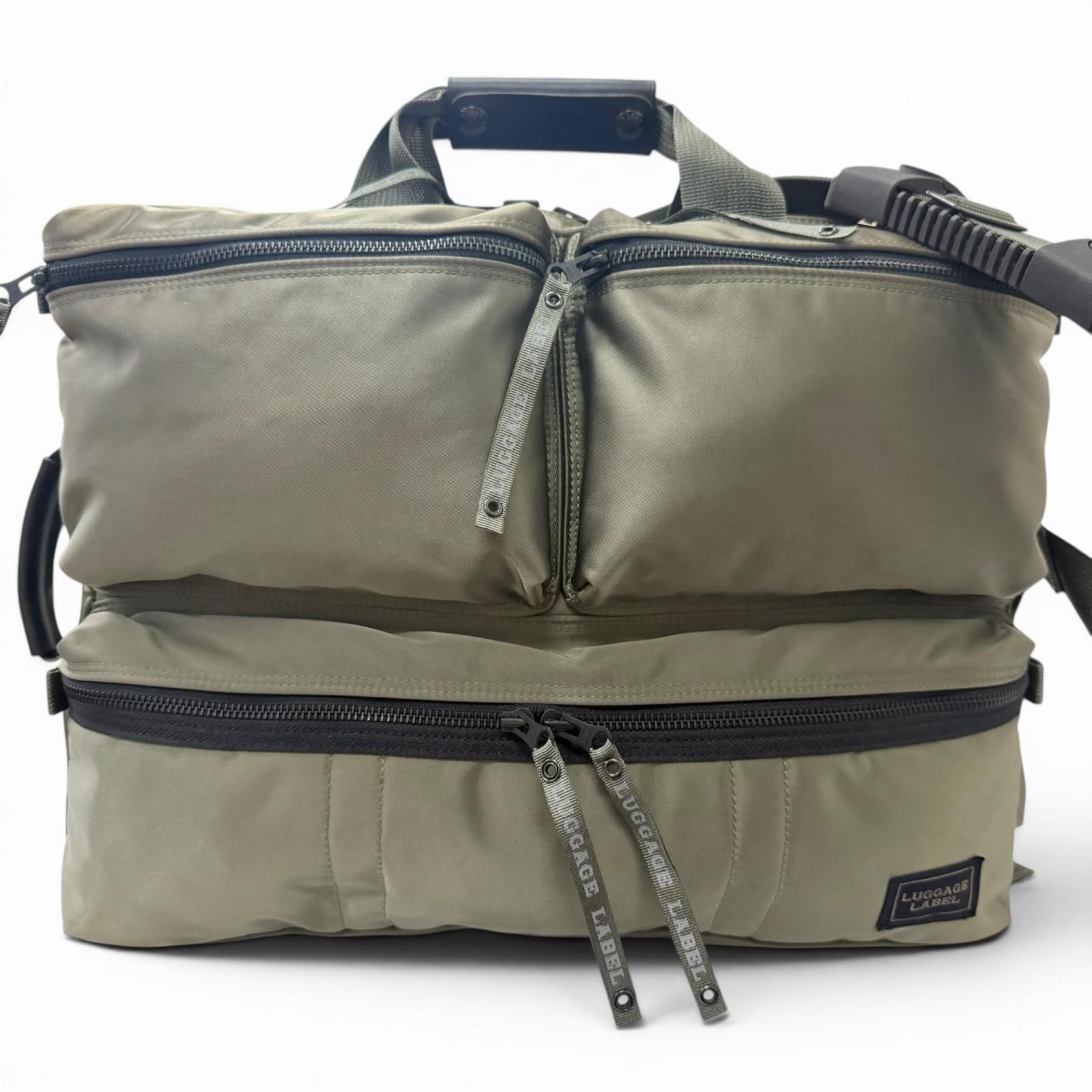 美品□LUGGAGE LABEL ラゲッジレーベル 吉田かばん 953-09255 ZONE 3WAY PACK ブリーフケース バックパック ショルダーバッグ カーキ 日本製 メンズ