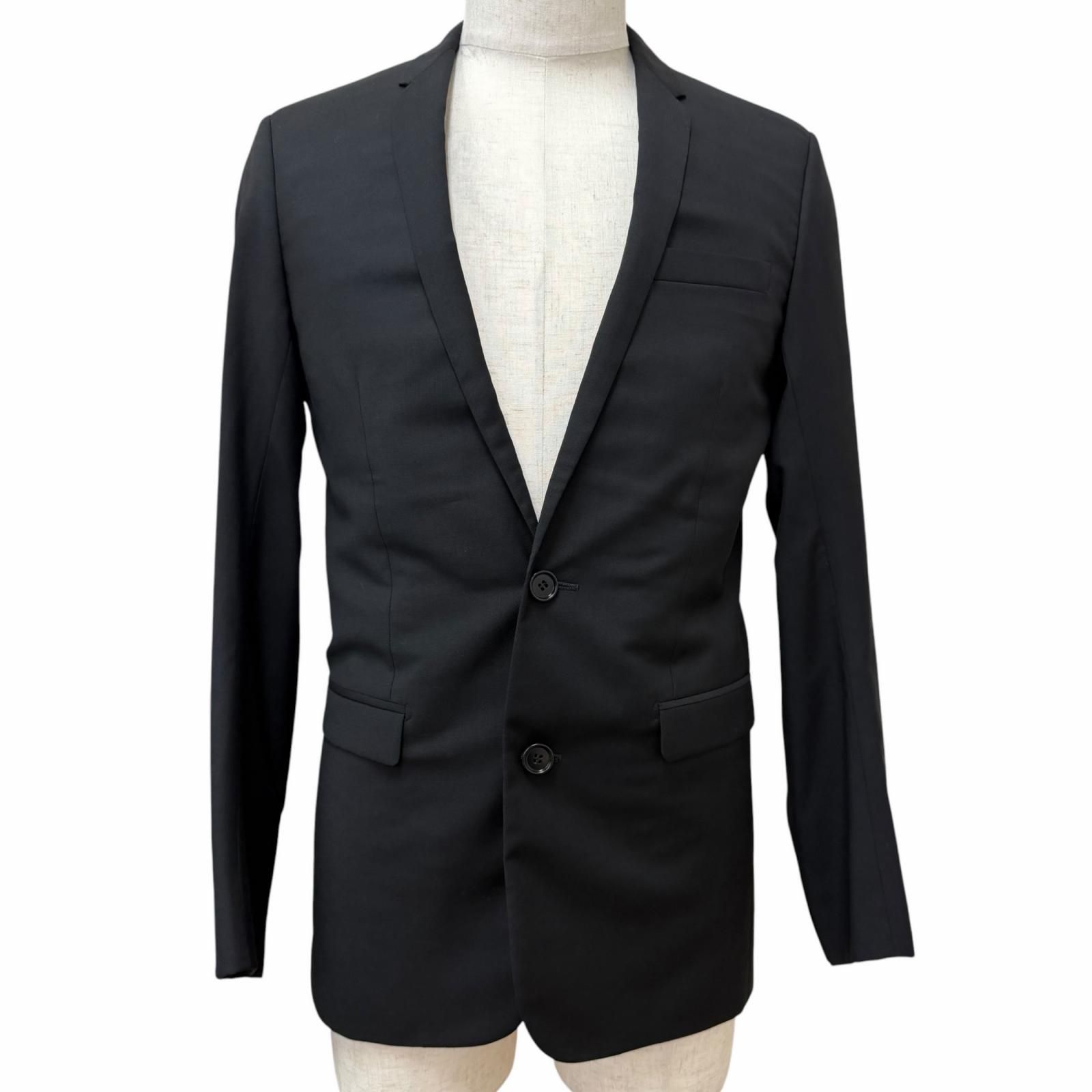 美品□Dior HOMME ディオールオム 003C207A0559 ナローラペル シングル テーラードジャケット ブレザー ブラック 44 イタリア製 正規品 メンズ 39,000円