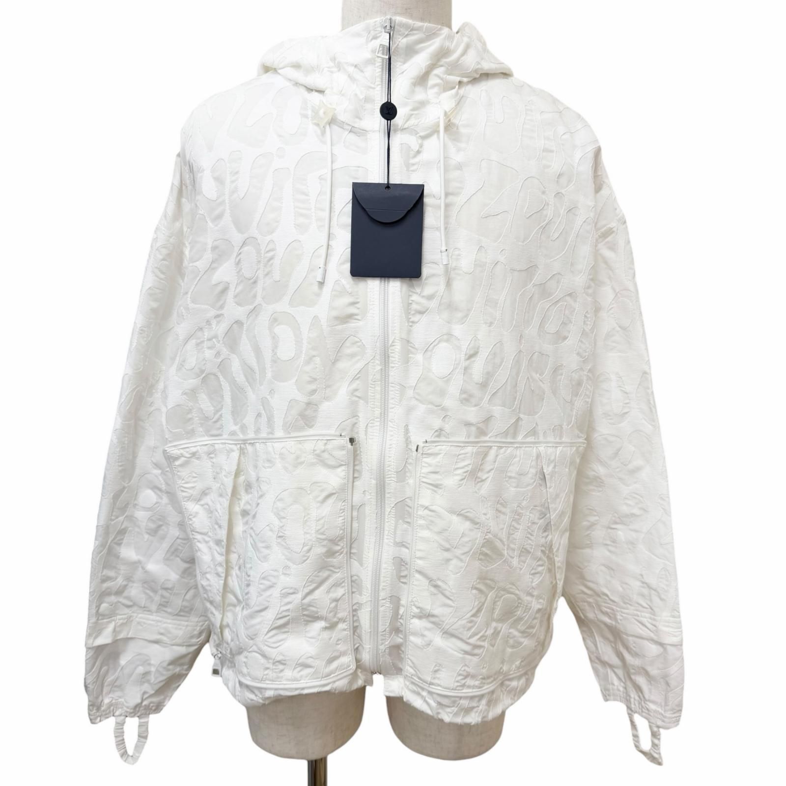 未使用品□LOUIS VUITTON ルイヴィトン 23SS ロゴ総柄 パッカブル ライト ジップアップ ブルゾンジャケット パーカー ホワイト 48 イタリア製 正規品 メンズ