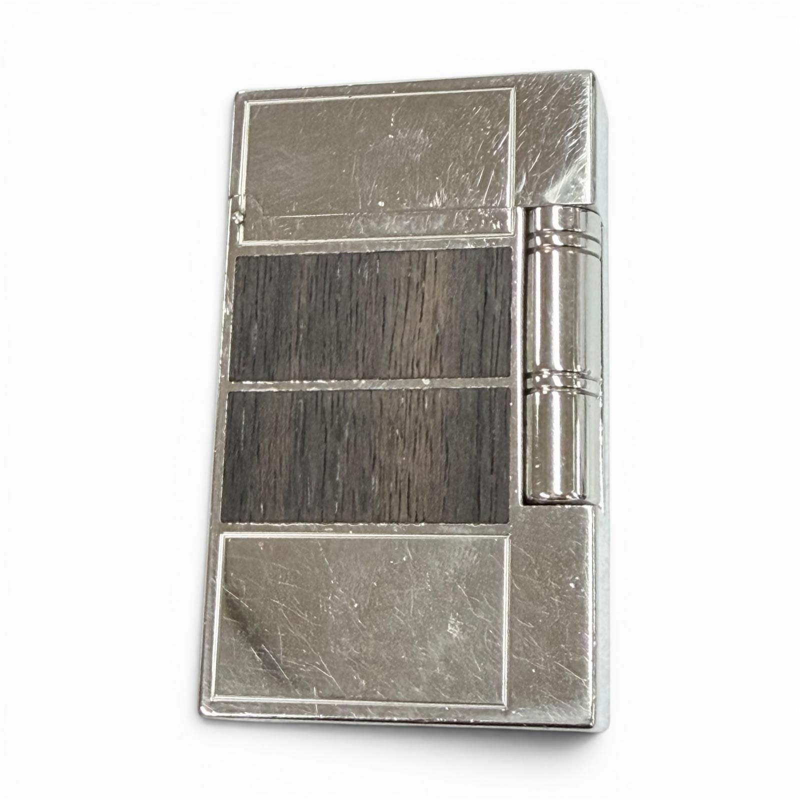 良品▼Dupont デュポン インスピレーション ナチュール エボニー ライン2 希少 世界2000個限定 0479/2000 ウッド切替 スクエア ローラー式 ガス ライター シルバー フランス製 メンズ 着火確認済み