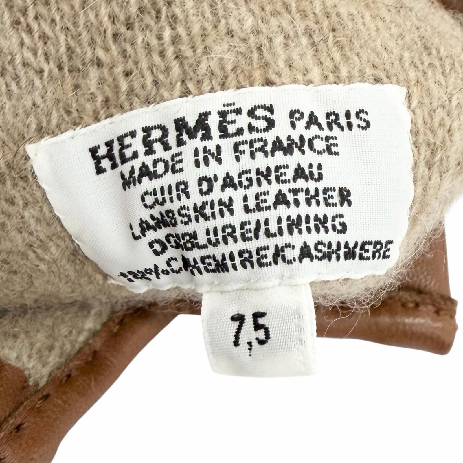 未使用品△HERMES エルメス 裏地カシミヤ100％ Hステッチ ラムレザー