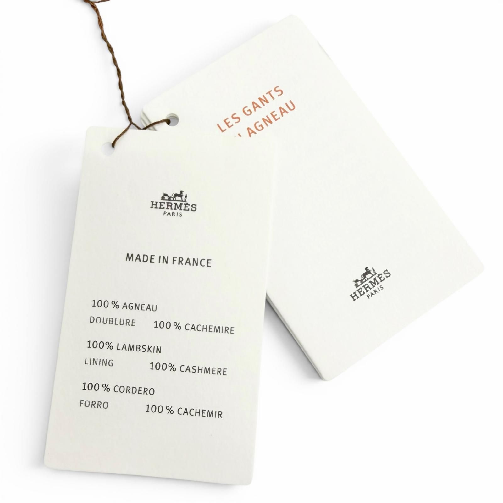 未使用品△HERMES エルメス 裏地カシミヤ100％ Hステッチ ラムレザー