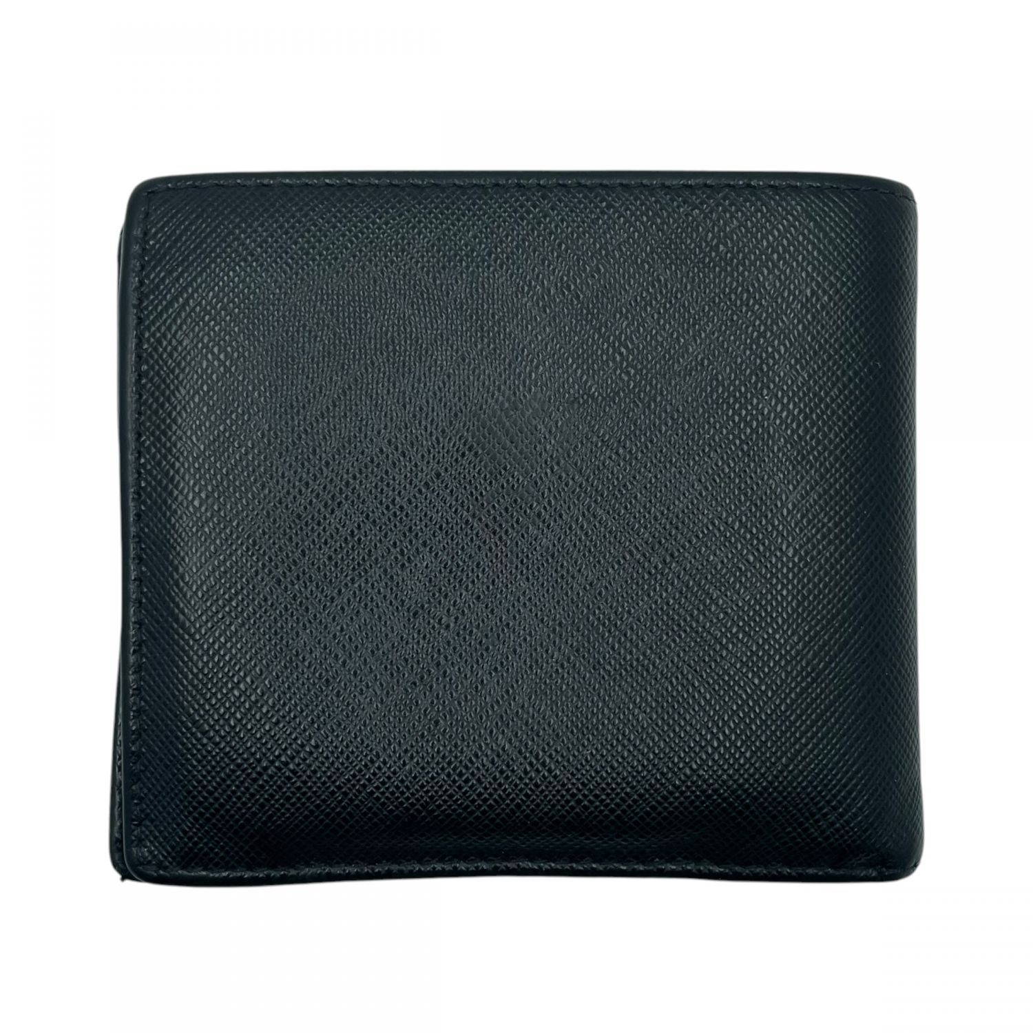 【中古】 PRADA プラダ 2MO738 トライアングル ロゴ コインパース付き サフィアーノレザーウォレット 二つ折り財布 ブラック メンズ 26013985 SA
