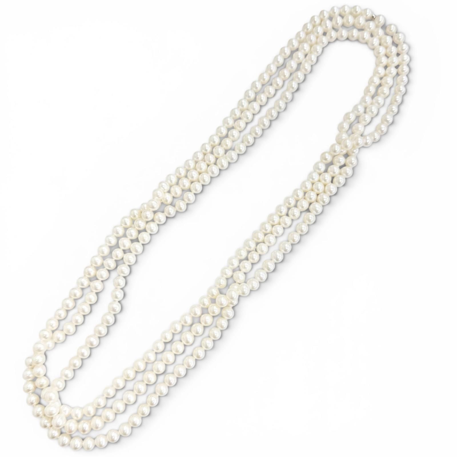 美品△TIFFANY&Co. ティファニー フレッシュウォーターパール 925 ロング ネックレス ホワイト 重量151.55g レディース オススメ◎