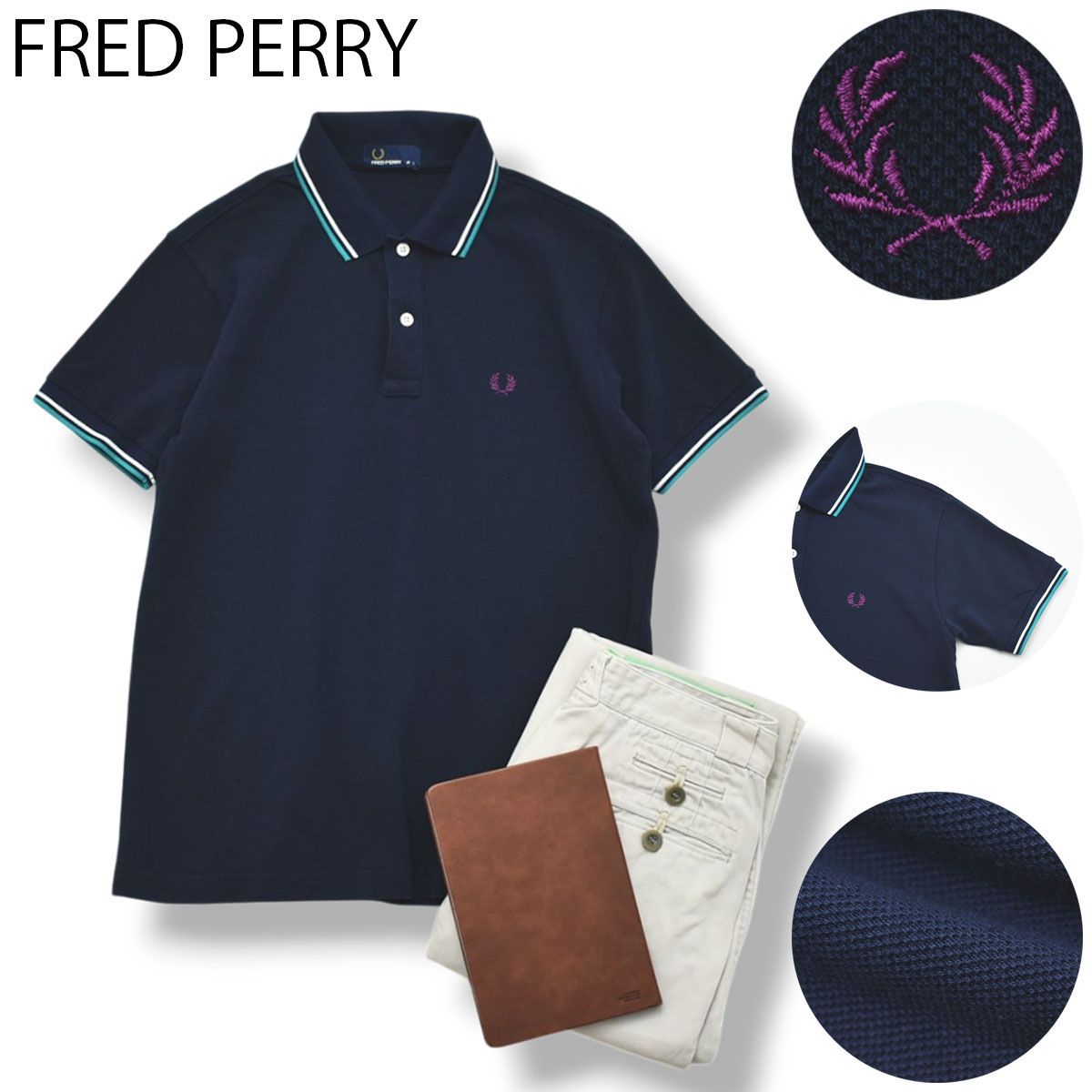 【定番】 月桂樹ロゴ 日本製 フレッドペリー FRED PERRY 鹿の子 F1153 ポロシャツ L ネイビー トラッド ビジカジ ゴルフ メンズ レディース ユニセックス 男女兼用
