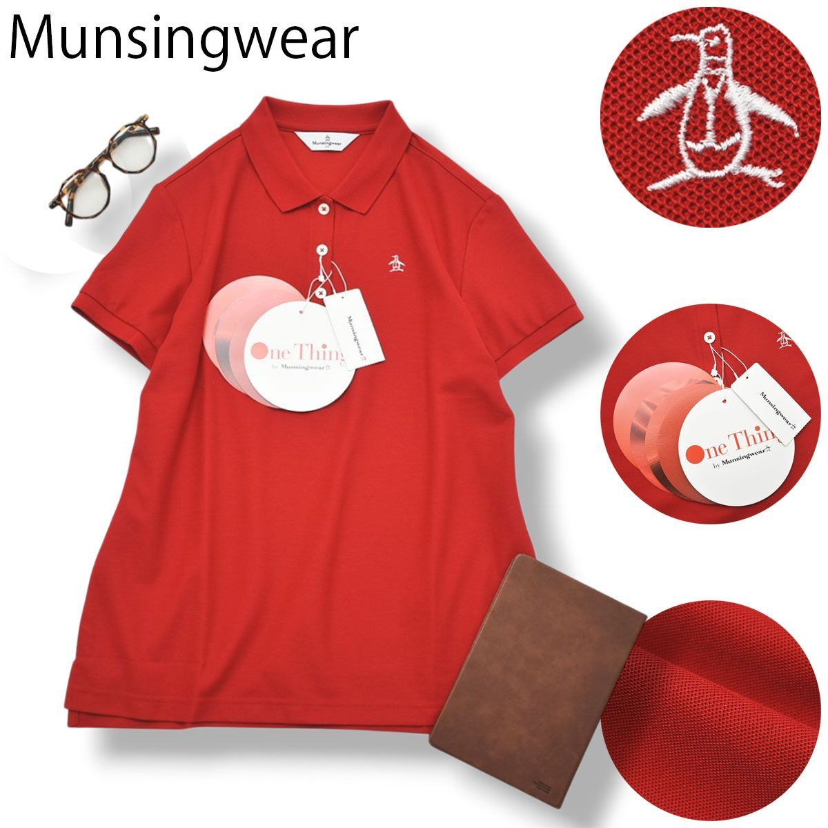 【新品】 日本製 マンシングウェア Munsingwear 鹿の子 ポロシャツ LL レッド トラッド ビジカジ ゴルフ 刺繍ロゴ メンズ レディース ユニセックス 男女兼用