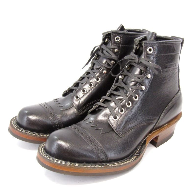 未使用 WHITE'S BOOTS ホワイツ US9.5D 27.5cm CRUISER CUSTOM HEELED 350M-HEEL クルーザー カスタム 黒 BLACK WATER BUFFALO 35005589