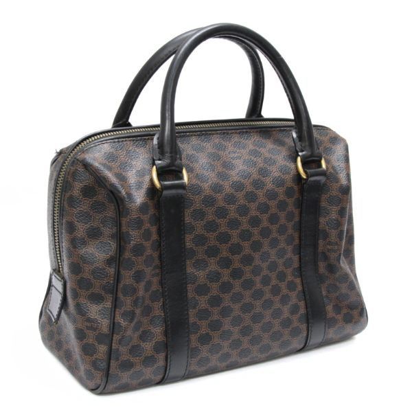 CELINE セリーヌ ヴィンテージ マカダム ボストンバッグ PVC×レザー 黒