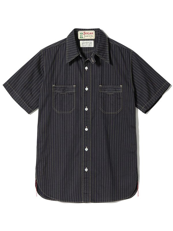 SUGAR CANE シュガーケーン シャツ 半袖 FICTION ROMANCE 8.5oz. BLACK
