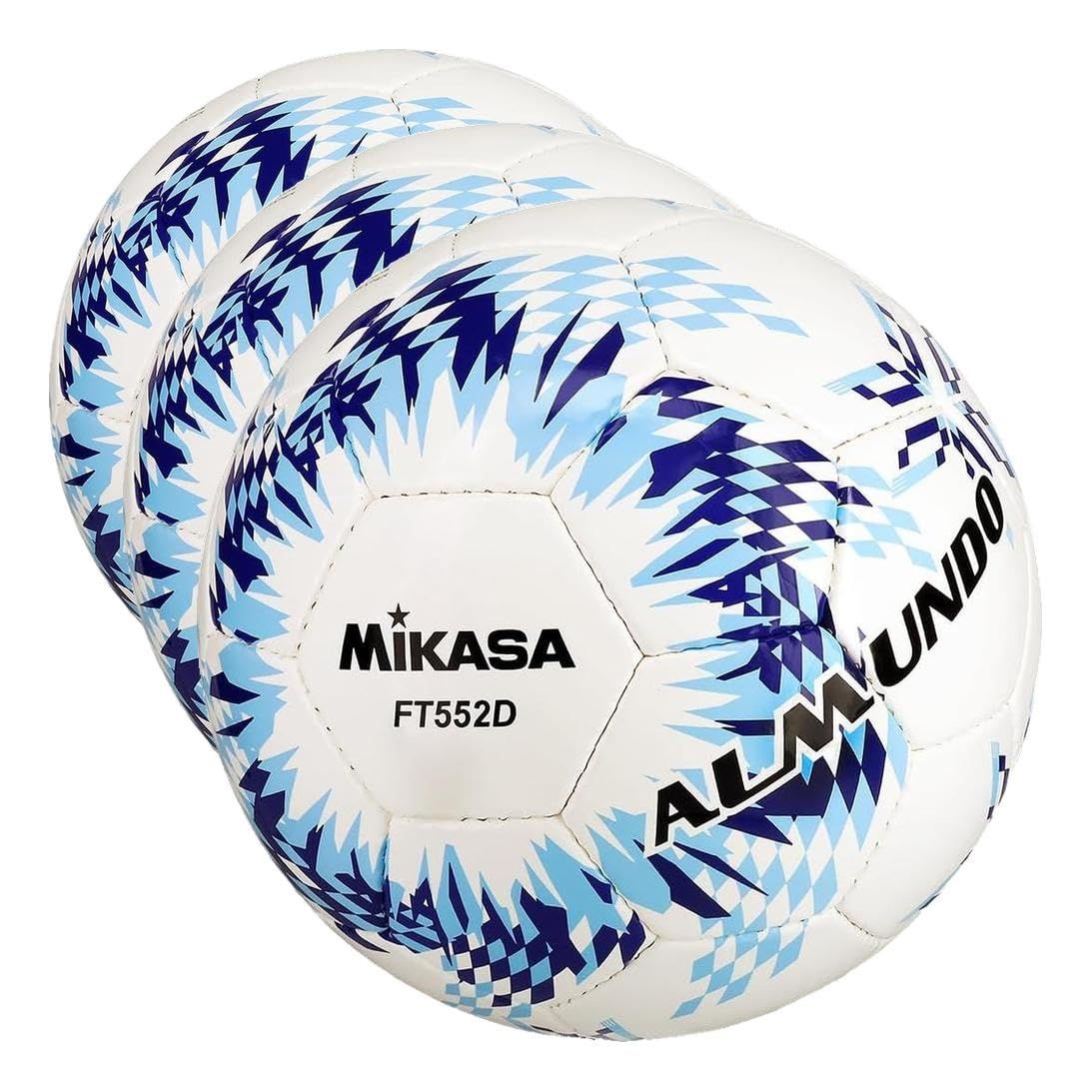 新品 ミカサ(MIKASA) サッカーボール 5号球 日本サッカー協会 検定球 ALMUNDO(アルムンド) 手縫い ブルー/ライトブルー FT552D-BLLB 推奨内圧0.610～0.820(kgf/?) (× 3)