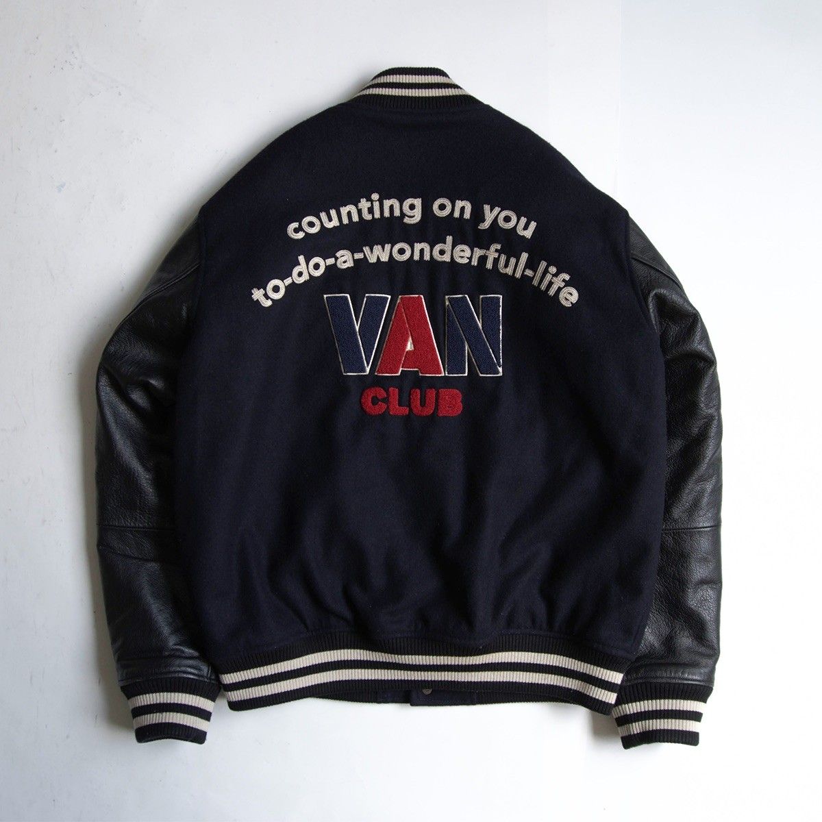 美品/ビッグサイズ】 VAN CLUB 【袖レザー スタジャン】LL ヴァン